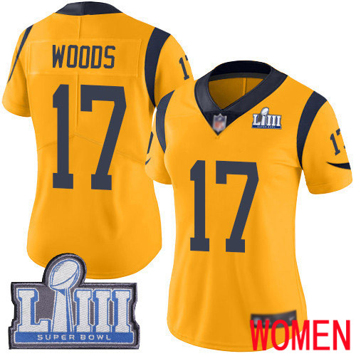 Los Angeles Rams Limited Gold Women Robert Woods Jersey NFL Football #17 Super Bowl LIII Bound Rush Vapor Untouchable